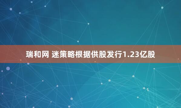 瑞和网 迷策略根据供股发行1.23亿股